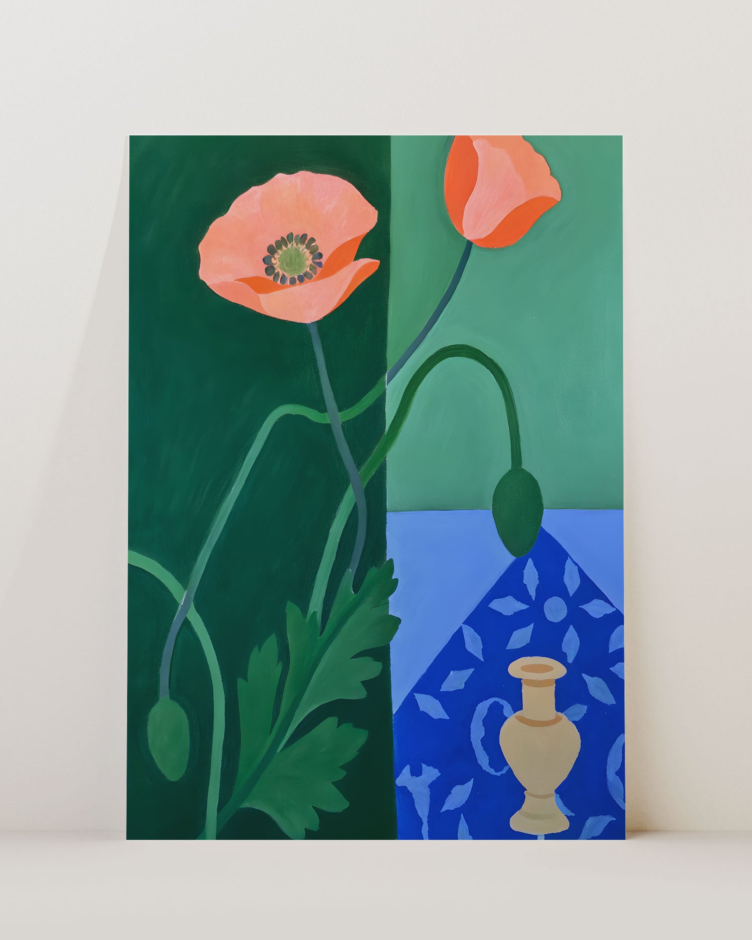 Poppies Emerald Blue