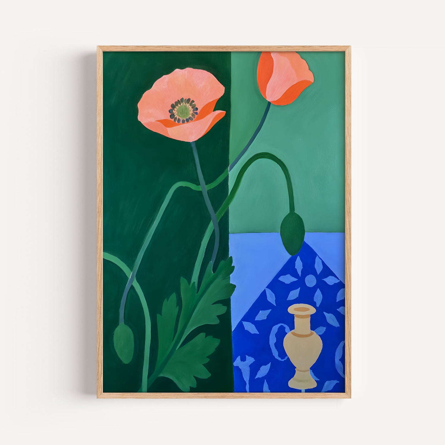 Poppies Emerald Blue