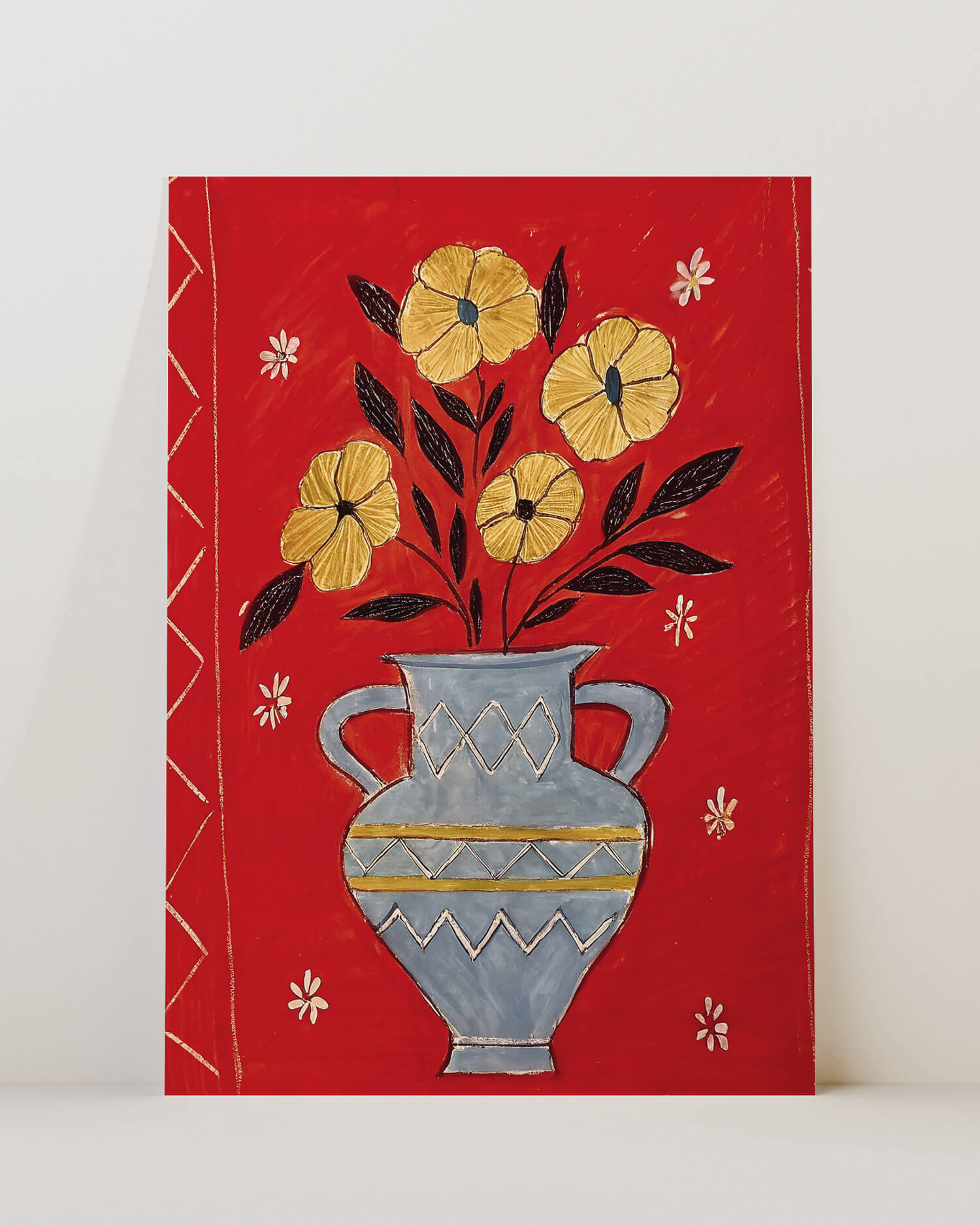 Folk Flowers in Red